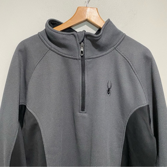 Spyder Men’s Charcoal and Black Quarter-Zip Pullover Size XL - Picture 2 of 13